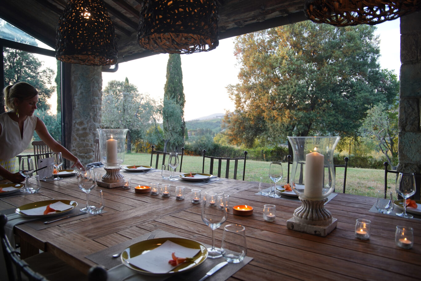 Setting up for dinner Tuscany