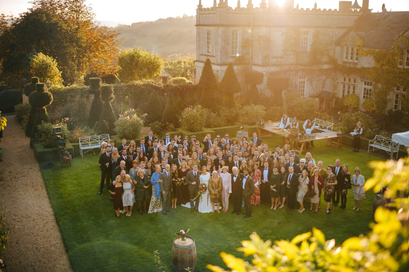 Guests on the croquet lawn at Euridge Manor Wedding Venue with 5 star catering services