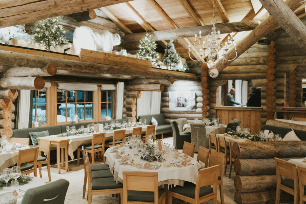 Chamonix wedding planner restaurant laid ready for guests