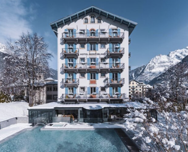 Hotel Mont Blanc in Chamonix in winter