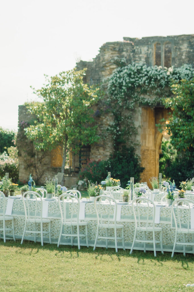 Cotswold wedding dinner table laid
