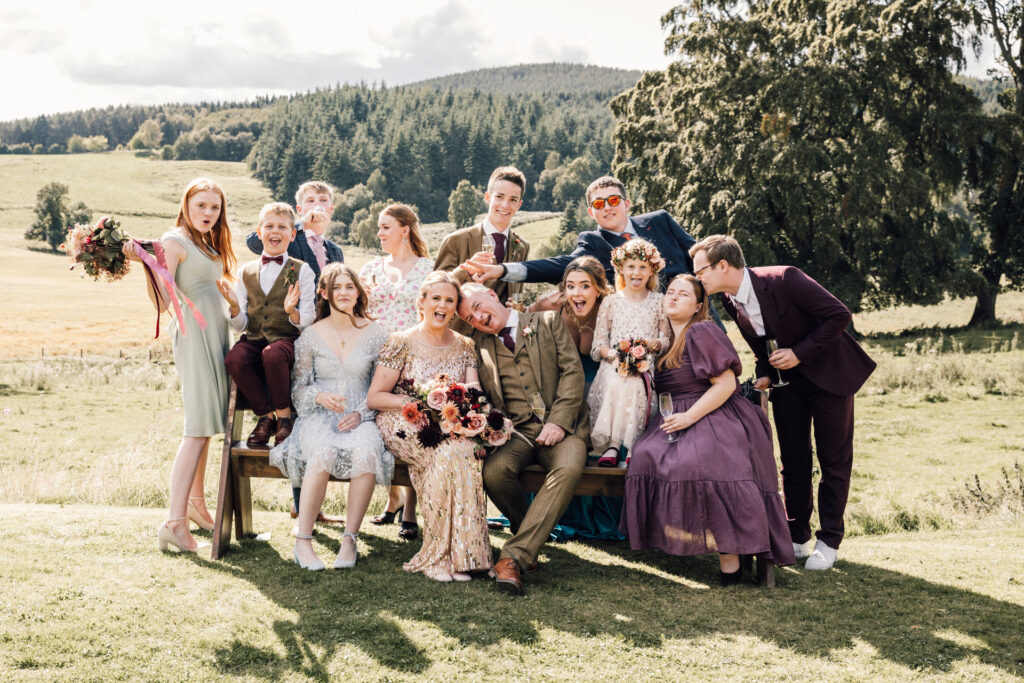 Wedding group at a Scottish wedding
